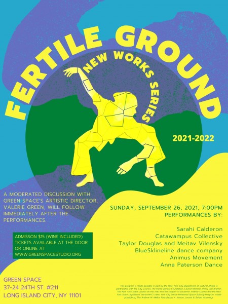 Fertile Ground September blue/green/yellow flyer with event dates