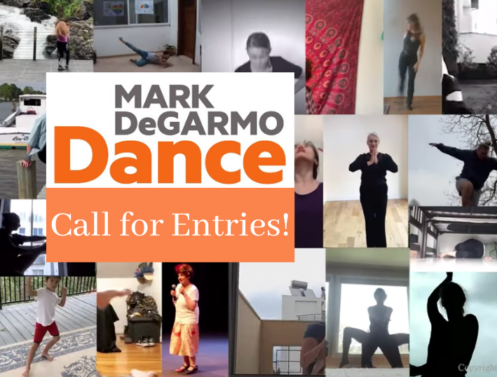 Collage of dancers in different squares from videos. Text reads: call for entries
