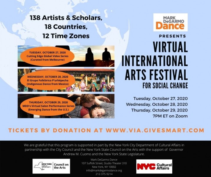 MDD's Virtual International Arts Festival (VIA) for Social Change Flyer