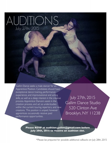 Gallim Dance Seeks Male Apprentice! 