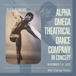 Image of Eleo Pomare alongside Alpha Omega Theatrical Dance Company in concert November 7-9 at Ailey Citigroup Theater