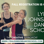 Children in a joyful dance shape for a Lydia Johnson Dance School choreography class.