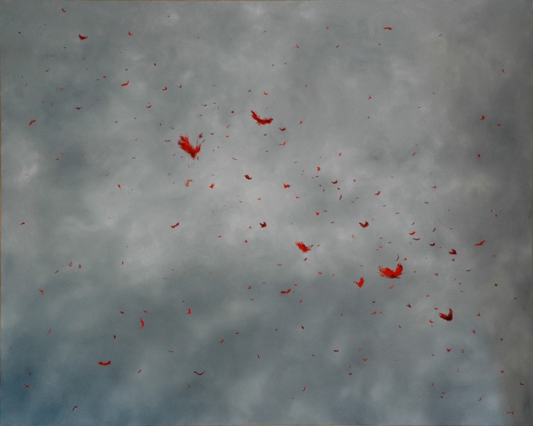 Red Thorn Birds, painting by Hanseok Song
