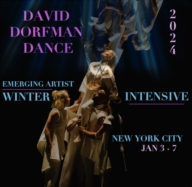 David Dorfman Dance 2024 Winter Intensive graphic featuring (A)Way Out of My Body cast