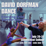The graphic features images of three DDD company members and information about the upcoming Emerging Artist Summer Intensive.