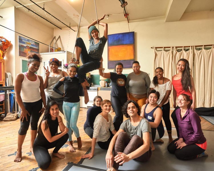 Group of BIPOC dancers who attended our 2018 Scholarship Audition Class and the Fly-by-Night company members who helped.