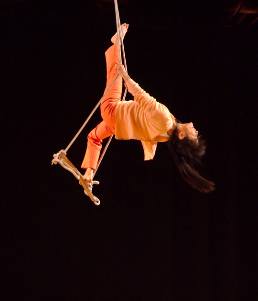 Fly-by-Night dancer Janet Aisawa in the trapeze