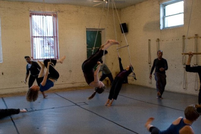 low-flying trapeze class with somatic improvisational approach