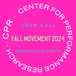 Square hot magenta flyer with a circle of white text reading &ldquo;CPR &ndash; CENTER FOR PERFORMANCE RESEARCH &bull;&rdquo; approaching each edge of 
