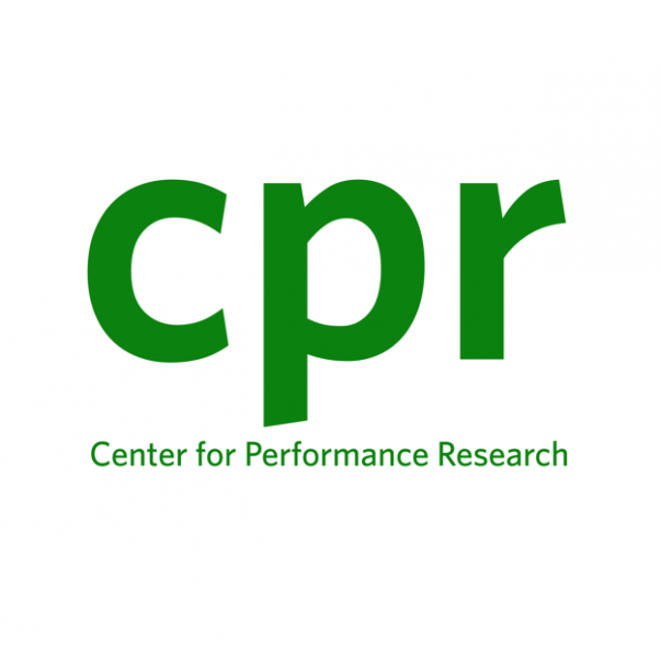 Image is the logo for Center for Performance Research consisting of the letters CPR in a forest green color