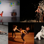 A collage of 5 performance images from the participating artists.