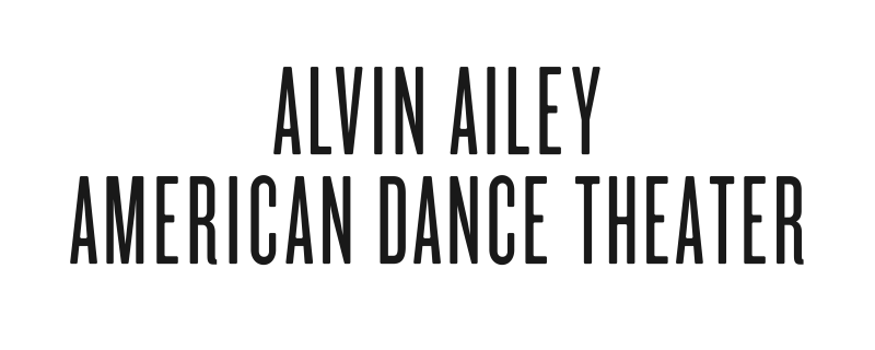 The Alvin Ailey American Dance Theater logo in two lines of black text on white background
