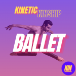 Ballet in bold white letters overlaid on a photo of Rasta Thomas jumping through the air. Kinetic Kinship logo is placed at top.