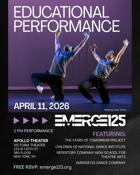 Graphic Poster showcasing two student dancers in motion