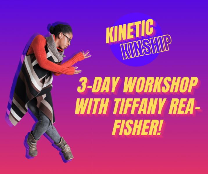 A photo of Tiffany Rea-Fisher overlaid on a purple/pink gradient background, words "3-Day Workshop with Tiffany Rea-Fisher
