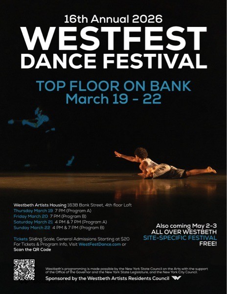 WestFest Dance Festival TOP FLOOR ON BANK March 19-22 4PM & 7PM