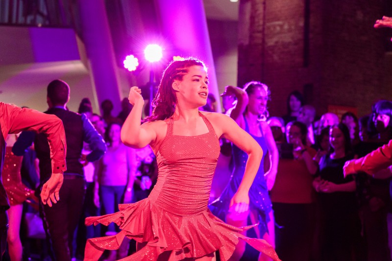 Dancer performing at Salsa Party hosted by Balmir Latin Dance Studio.