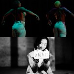 Top: Two black dancers facing upstage with their focus facing up. Bottom:Grace sits criss-cross with crown labeled GRACE