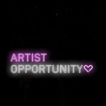 Neon text over a black background that says ARTIST OPPORTUNITY