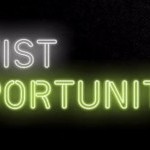 Image of a neon sign that reads "artist opportunity"