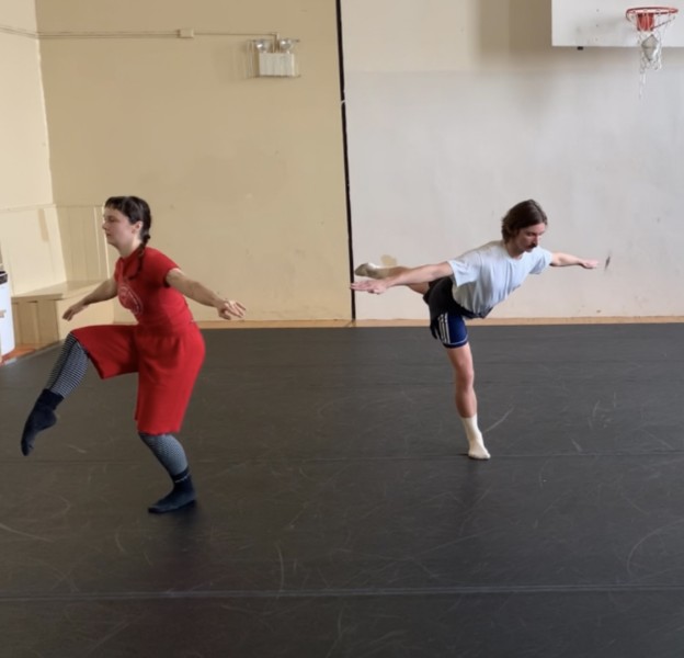 Dancers in rehearsal for New Practice Moves in process. 