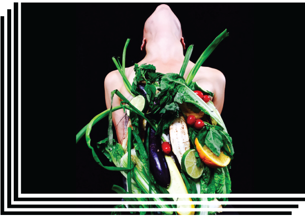 A body covered in vegetables, taken by one of last year's Work Up artists. 