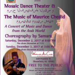 Poster with performance details for "Mosaic Dance Theater & The Music of Maurice Chedid"