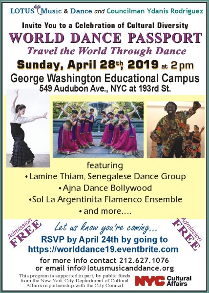 Featuring Lamine Thiam Senegalese Dance Group, Ajna Dance Bollywood, Sol La Argentina Flamenco Ensemble and more! 