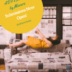 Woman in Yellow Dress falling backward onto newspaper-covered couch.