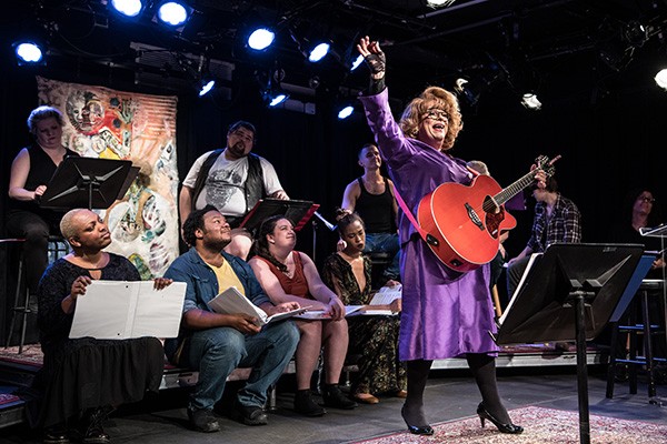 A past BRIClab artist performs the show "The Church of the Alien Love Child Presents the Passion of Reverend Yolanda"