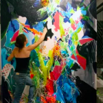 Liz Atz painer, in action