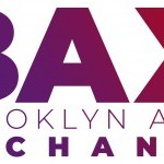 BAX Stacked Logo in gradient deep purple to deep red. 