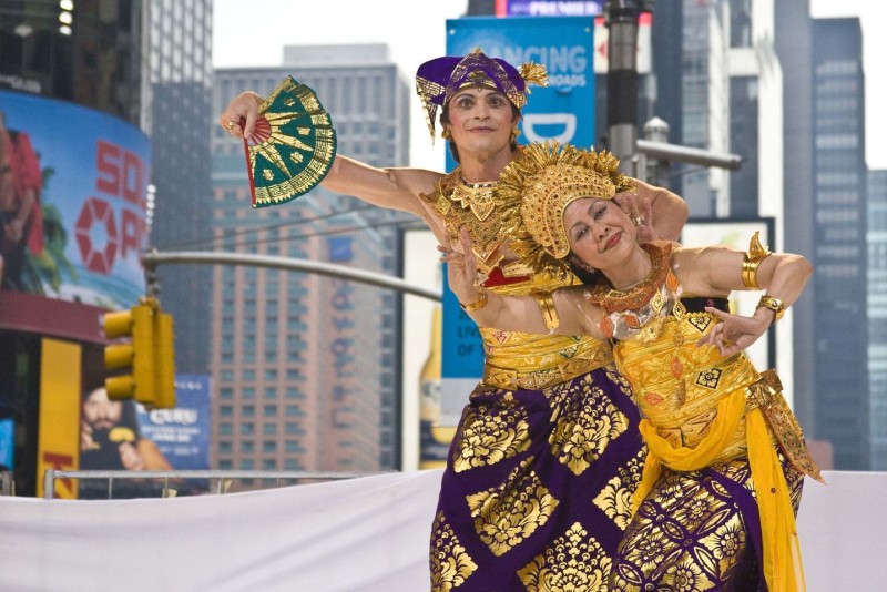 Carlos Fittante and Nani Devi performed the Balinese dance, Oleg Tambulilingan, in Times Square for Dancers Responding to AIDS. 