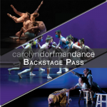 Three images are in a diagonal collage. All three photos are set on a stage with the background of black, purple, and blue.