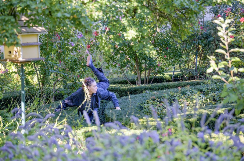 Dancer in garden maze