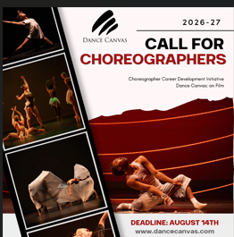 Dance Canvas announces their choreographer call for their CCDI program. Submissions due on 8/14.  Dance Canvas announces their c