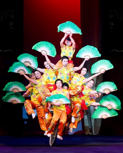 A photo of the Peking Acrobats group. 