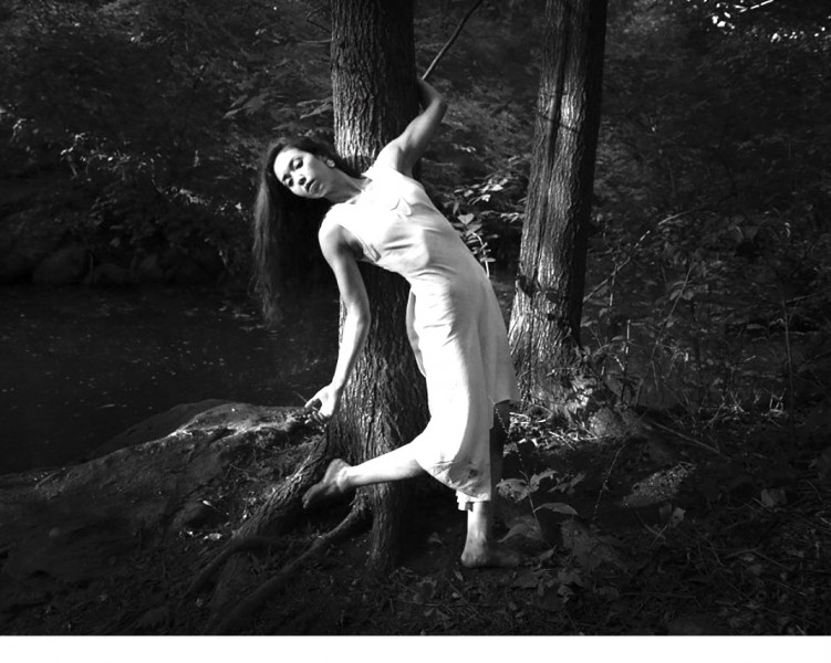 Dancer Fiona Oba performs PIERIDAE in the forest of Central Park.