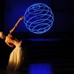 Dancer silouhette with blue sphere