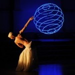 Dancer silouhette with blue sphere