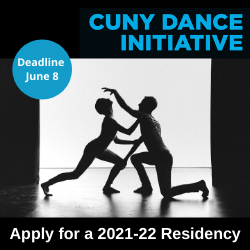 Black & white photo of two dancers in silhouette, crouching with one seeming to pull something out of the other's head