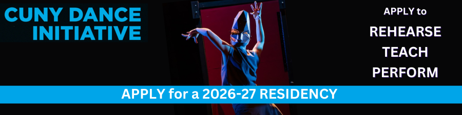 masked dancer with their back to the audience and arms raised, facing a dark red door