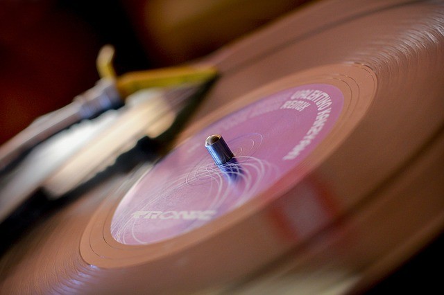 vinyl record on turntable 