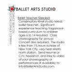 Experienced Ballet Teacher Needed
