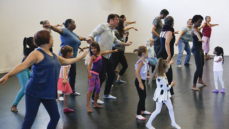 People of all ages dancing at the Mark Morris Dance Center 