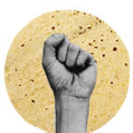 Closed fist in from of tortilla