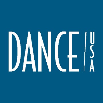 Dance/USA logo in white text on blue background