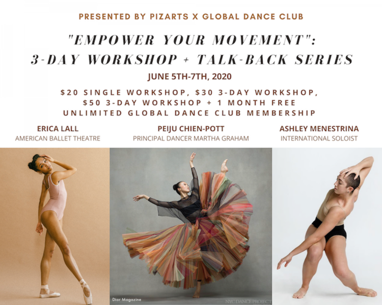 Photo of Erica, PeiJu & Ashley with pricing details for the workshop