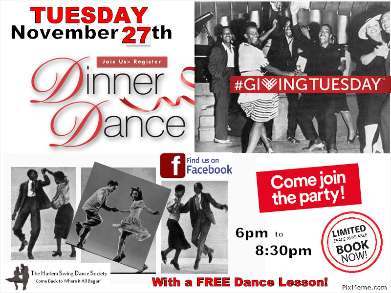 Dinner Dance Party - with a lesson!  Join us November 27th at 6pm