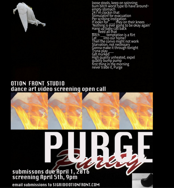 April 1 Deadline for Submissions! Dance Art Video Screening: /PURGE/